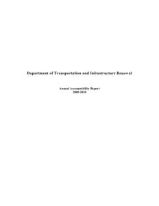 Department of Transportation and Infrastructure Renewal  Annual Accountability Report[removed]  Accountability Report