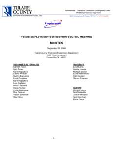 Employment Connection Council Meeting Minutes September 28, 2005 TCWIB EMPLOYMENT CONNECTION COUNCIL MEETING  MINUTES