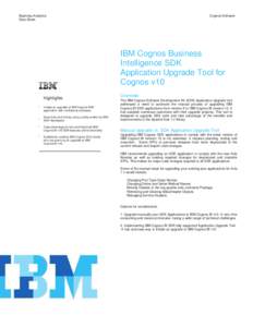 IBM Cognos SDK Application Upgrade Tool marketing flyer - modified