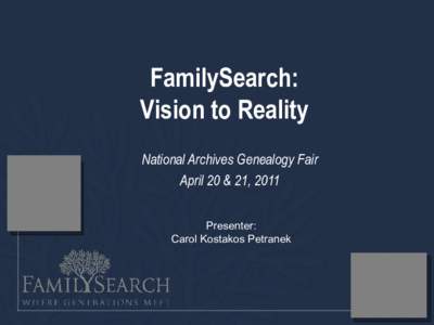 FamilySearch:Vision to Reality