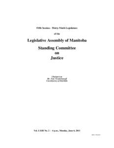 Fifth Session - Thirty-Ninth Legislature of the Legislative Assembly of Manitoba  Standing Committee