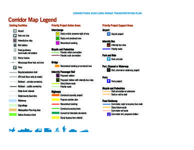 Connections 2030 Corridor Map Legend