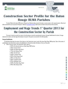 Construction Sector Profile for the Baton Rouge RLMA Parishes The Labor Market information (LMI) division of Research and Statistics helps provide information on various sectors in the regional economy. Reports and table