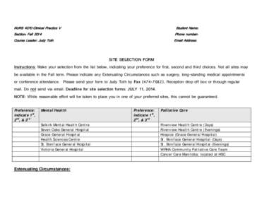 Term 2 Site Selection Form