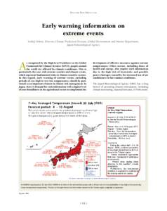 Disaster Risk Reduction  Early warning information on extreme events Yoshiji Yokote, Director, Climate Prediction Division, Global Environment and Marine Department, Japan Meteorological Agency