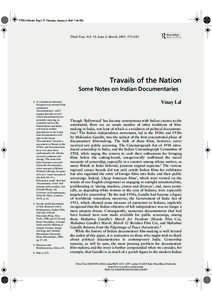 CTTE19206.fm Page 175 Thursday, January 6, 2005 7:48 PM  Third Text, Vol. 19, Issue 2, March, 2005, 175–185 Travails of the Nation Some Notes on Indian Documentaries