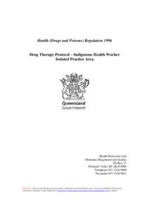 Drug Therapy Protocol – Indigenous Health Worker Isolated Practice Area