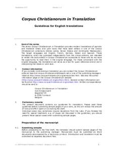 Corpus Christianorum / Medieval Latin literature / Translation / Bible translations into English / Literature / Linguistics / Clavis Patrum Graecorum / Bernard Coulie