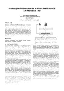 Studying Interdependencies in Music Performance: An Interactive Tool Tilo Hähnel, Axel Berndt Otto-von-Guericke Universität Magdeburg Universitätsplatz[removed]Magdeburg