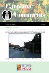 Carolina Comments VOLUME 60, NUMBER 3 JULY 2012