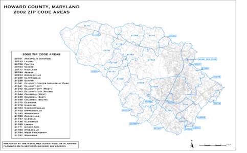 HOWARD COUNTY, MARYLAND 2002 ZIP CODE AREAS TO ELDERSBURG  MT. AIRY