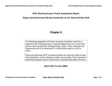 Expert and Government Review Comments on the Second-Order Draft  IPCC Working Group I Fourth Assessment Report IPCC Working Group I Fourth Assessment Report Expert and Government Review Comments on the Second-Order Draft