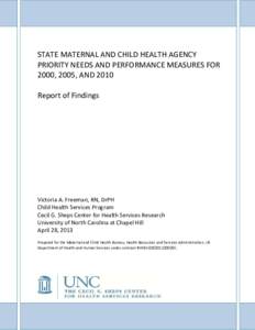 Task Order #HHSH250201100026C, Year 1 – Task 3.3  Vanessa Lee, COTR    STATE MATERNAL AND CHILD HEALTH AGENCY  PRIORITY NEEDS AND PERFORMANCE MEASURES FOR 