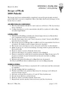March 31, 2014  Scope of Work 2689 Pulaski  STEVEN C. FLUM, INC.