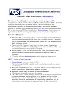 Consumer protection law / U.S. Consumer Product Safety Commission / Consumer Product Safety Act / Law / Government / Humanities / Consumer Bill of Rights / Viking Range / Consumer Product Safety Commission / 110th United States Congress / Consumer Product Safety Improvement Act