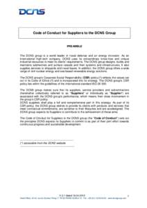 Code Conduite Fournisseurs DCNS- V2.1 duCLEAN DOC - EN