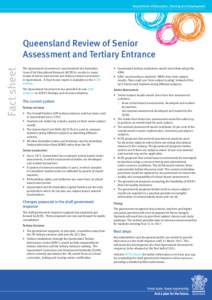 Queensland review of senior assessment and tertiary entrance - factsheet