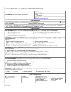 (1) COUNCIL MEMBER APPLICANT AND PROPOSAL INFORMATION SUMMARY SHEET Point of Contact: Susan I. Rees, Ph.D. Phone: [removed]