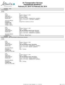 Air Transportation Service - Passenger Manifest - February 2014