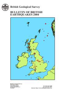 British Geological Survey  BULLETIN OF BRITISH EARTHQUAKESBritish Geological Survey