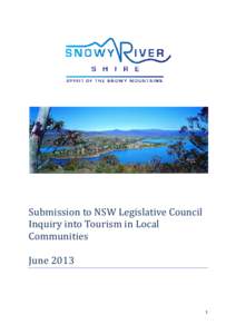 Microsoft Word - Submission to NSW Legislative Council Inquiry Into Tourism in Local Communities