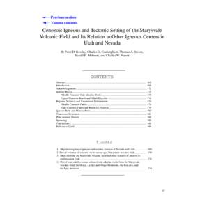 Previous section Volume contents Cenozoic Igneous and Tectonic Setting of the Marysvale Volcanic Field and Its Relation to Other Igneous Centers in Utah and Nevada