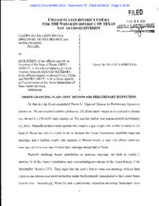 Case 5:13-cv[removed]OLG Document 73 Filed[removed]Page 1 of 48  UNITED STATES DISTRICT COURT FOR THE WESTERN DISTRICT OF TEXAS SAN ANTONIO DIVISION CLEOPATRA DE LEON, NICOLE