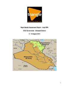 Rapid Needs Assessment Report – Iraqi IDPs Erbil Governorate - Ankawah District[removed]August[removed]   