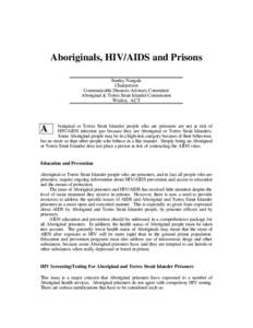 Aboriginals, HIV/AIDS and prisons