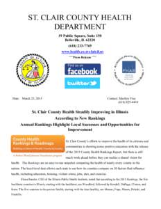 ST. CLAIR COUNTY HEALTH DEPARTMENT 19 Public Square, Suite 150 Belleville, IL7769 www.health.co.st-clair.il.us