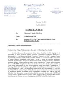 JOHN M. PETERSON (NY B AR) MICHAEL K. TOMENGA (DC BAR) LAWRENCE J. B OGARD (DC B AR) JOHN A. DETZNER (DC & IL B ARS) MARIA E. CELIS (NY & DC B ARS) JOHN B. TOTARO, JR. (DC B AR)