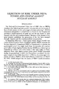 REJECTION OF RISK UNDER NEPA: STRESS AND PEOPLEAGAINST NUCLEAR ENERGY INTRODUCTION