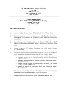 City of East Providence Budget Commission City Hall 145 Taunton Avenue East Providence, RI[removed]7500