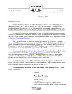 DRAFT Request for Proposals: Surveillance and Investigation Activities For: Adult Care Facilities, Licensed Home Care Services Agencies,  Nursing Homes and Intermediate Care Facilities