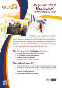 Do you want to be an  Electrician? WHAT YOU NEED TO KNOW