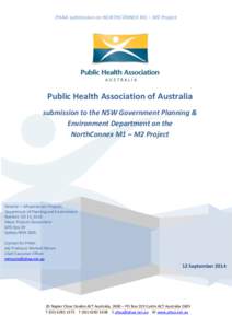 PHAA submission on NORTHCONNEX M1 – M2 Project  Public Health Association of Australia submission to the NSW Government Planning & Environment Department on the NorthConnex M1 – M2 Project