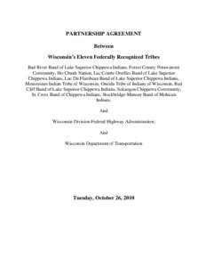 PARTNERSHIP AGREEMENT Between Wisconsin’s Eleven Federally Recognized Tribes