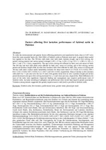 Factors affecting first lactation performance of Sahiwal cattle in Pakistan