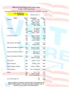 Official Returns General Election November 4, 2008