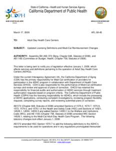 State of California—Health and Human Services Agency  California Department of Public Health MARK B HORTON, MD, MSPH Director