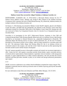 ALABAMA SECURITIES COMMISSION Post Office Box[removed]Montgomery, Alabama[removed]Telephone: ([removed]or[removed]Fax: ([removed]Email: [removed] Website: www.asc.alabama.gov Madison County M