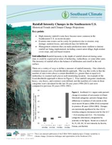 Rainfall Intensity Changes in the Southeastern U.S. Historical Trends and Climate Change Projections Key points   