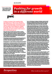 pwc.com.au/mba  PwC analysis of the major banks results for half year 2011