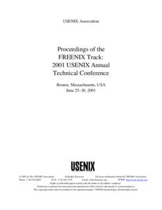 USENIX Association  Proceedings of the FREENIX Track: 2001 USENIX Annual Technical Conference