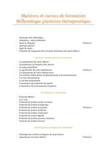 Matières et cursus de formation Réflexologie plantaire thérapeutique -  Historique de la réflexologie