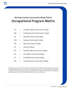 Paradise Valley Community College  Maricopa County Community College District Occupational Program Matrix CG