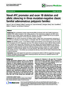 Novel APC promoter and exon 1B deletion and allelic silencing in three mutation-negative classic familial adenomatous polyposis families