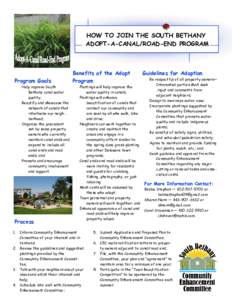 HOW TO JOIN THE SOUTH BETHANY ADOPT-A-CANAL/ROAD-END PROGRAM Program Goals Help improve South Bethany canal water