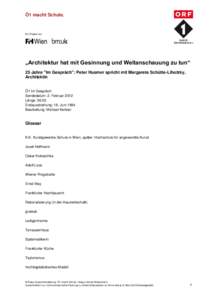 Ö1 macht Schule.  Ein Projekt von „Architektur hat mit Gesinnung und Weltanschauung zu tun“ 25 Jahre 