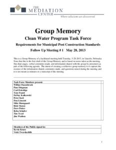 Clean Water Task Force Draft Group Memory - Follow Up Meeting #1